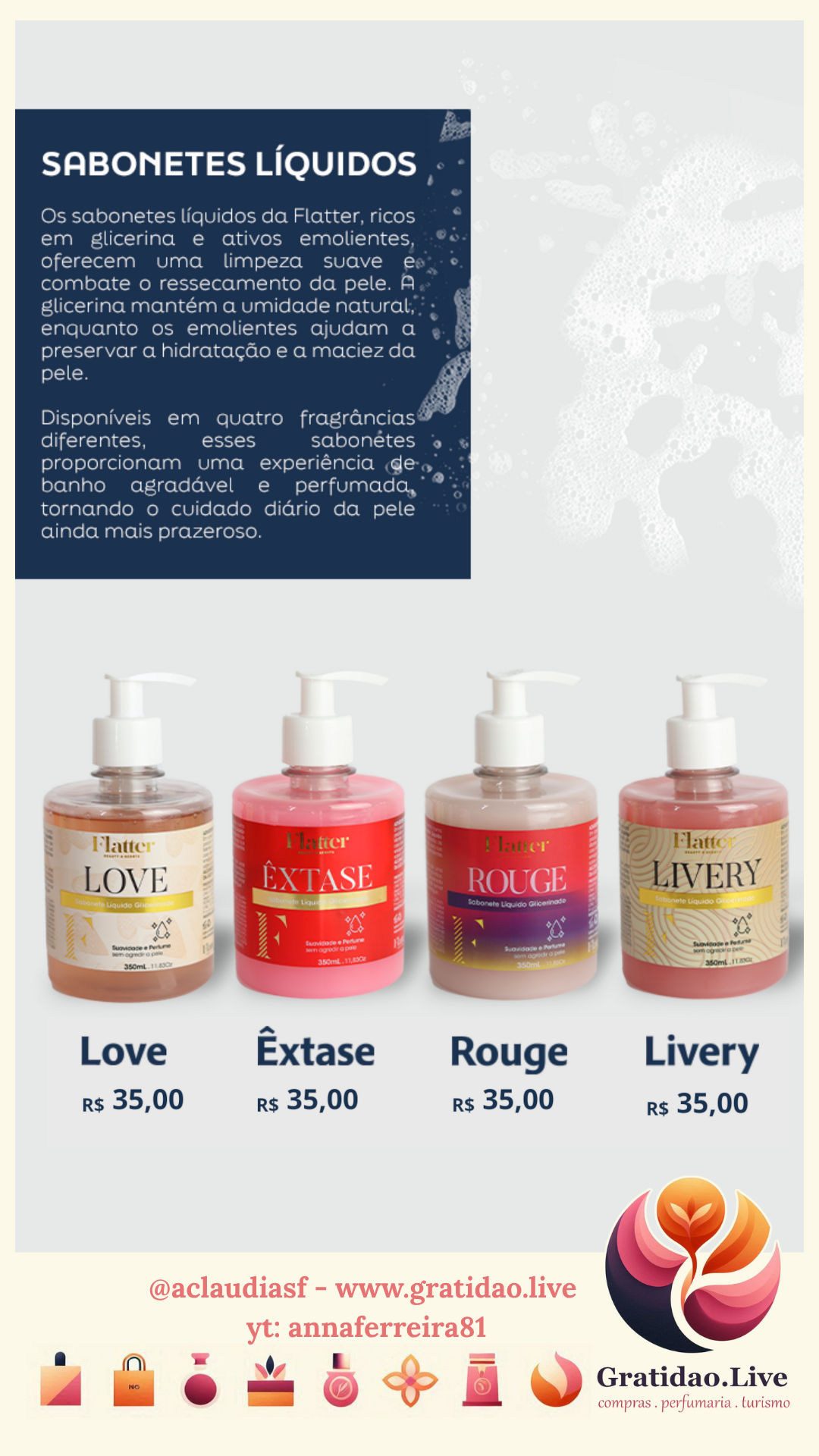 Sabonetes Líquidos Perfumados - Flatter Perfumaria