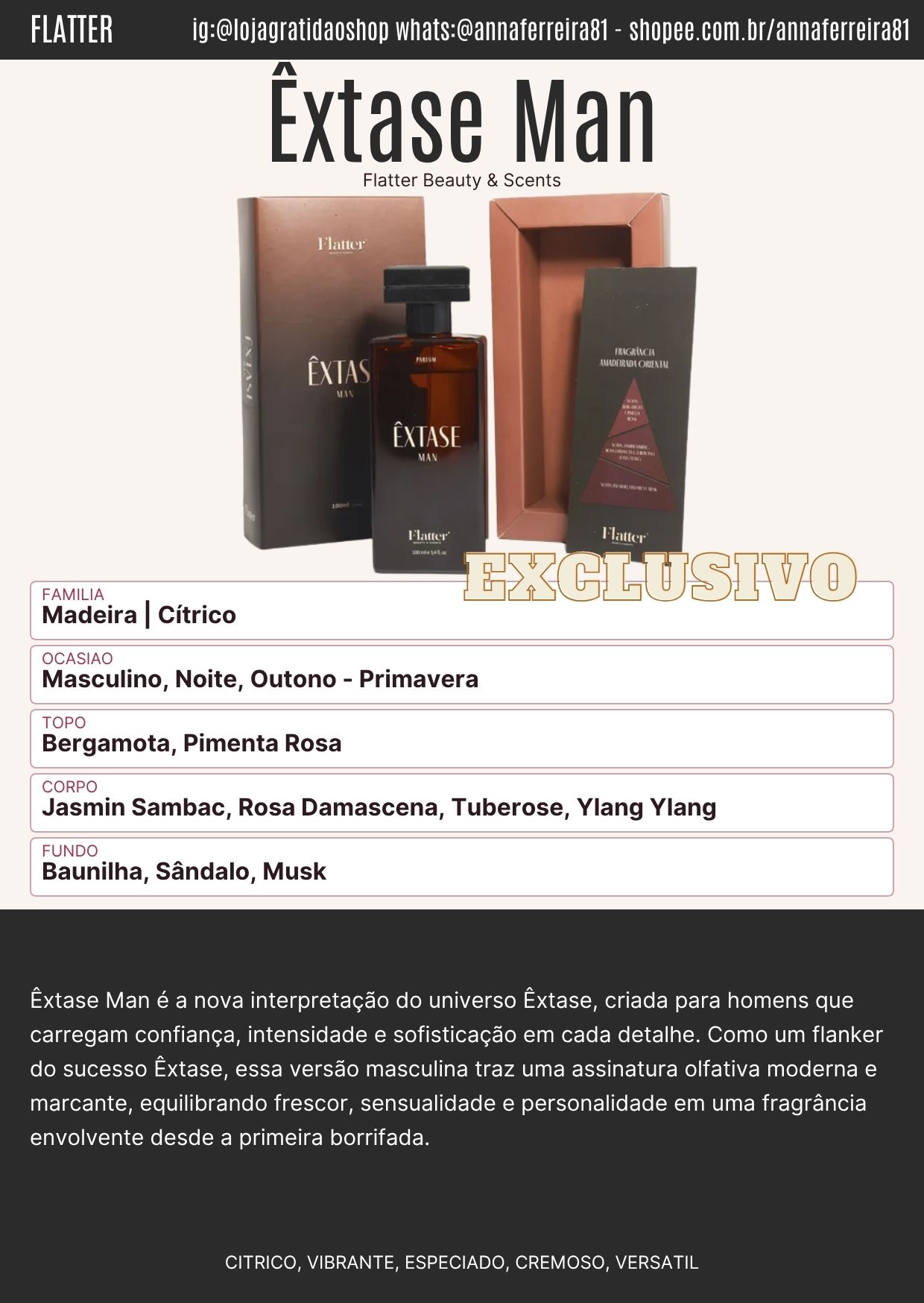 Êxtase Man Ficha Perfume Êxtase Man