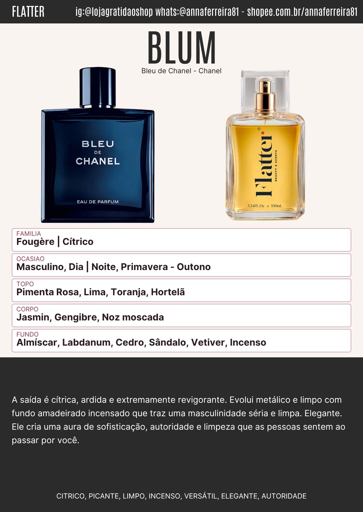 Blum Ficha Perfume Blum