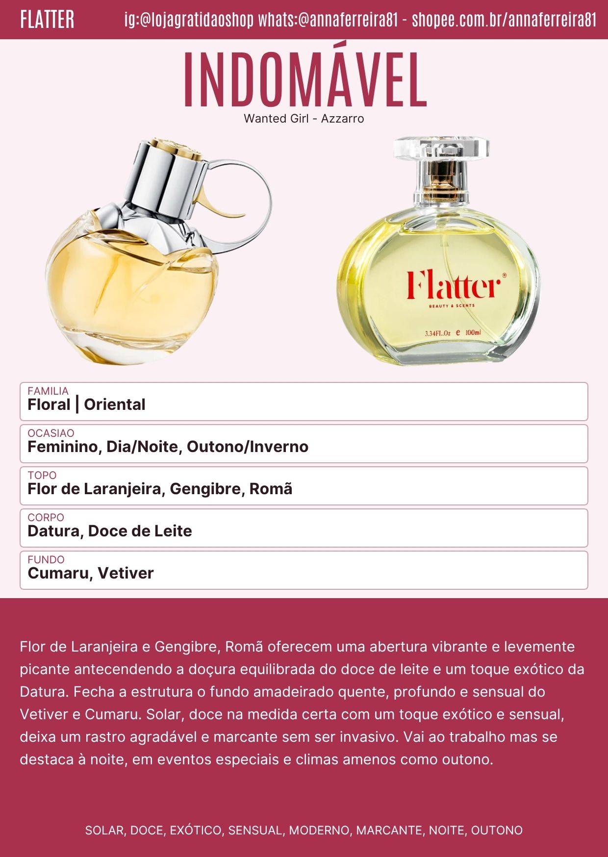 Indomável Ficha Perfume Indomável