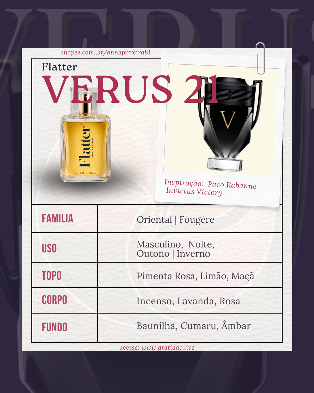 Ficha Perfume Verus 21