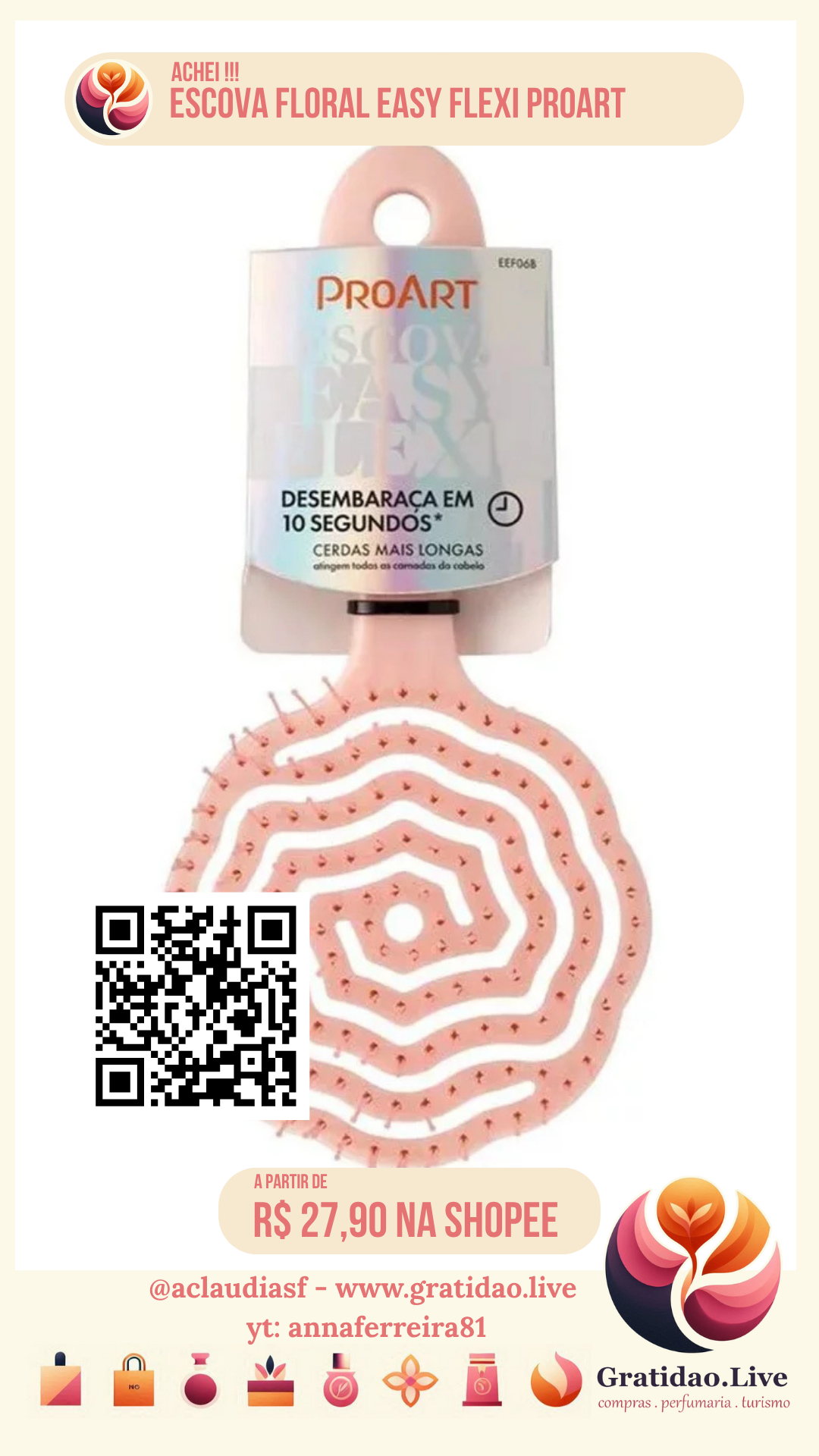 ESCOVA FLORAL EASY FLEXI PROART ROSA